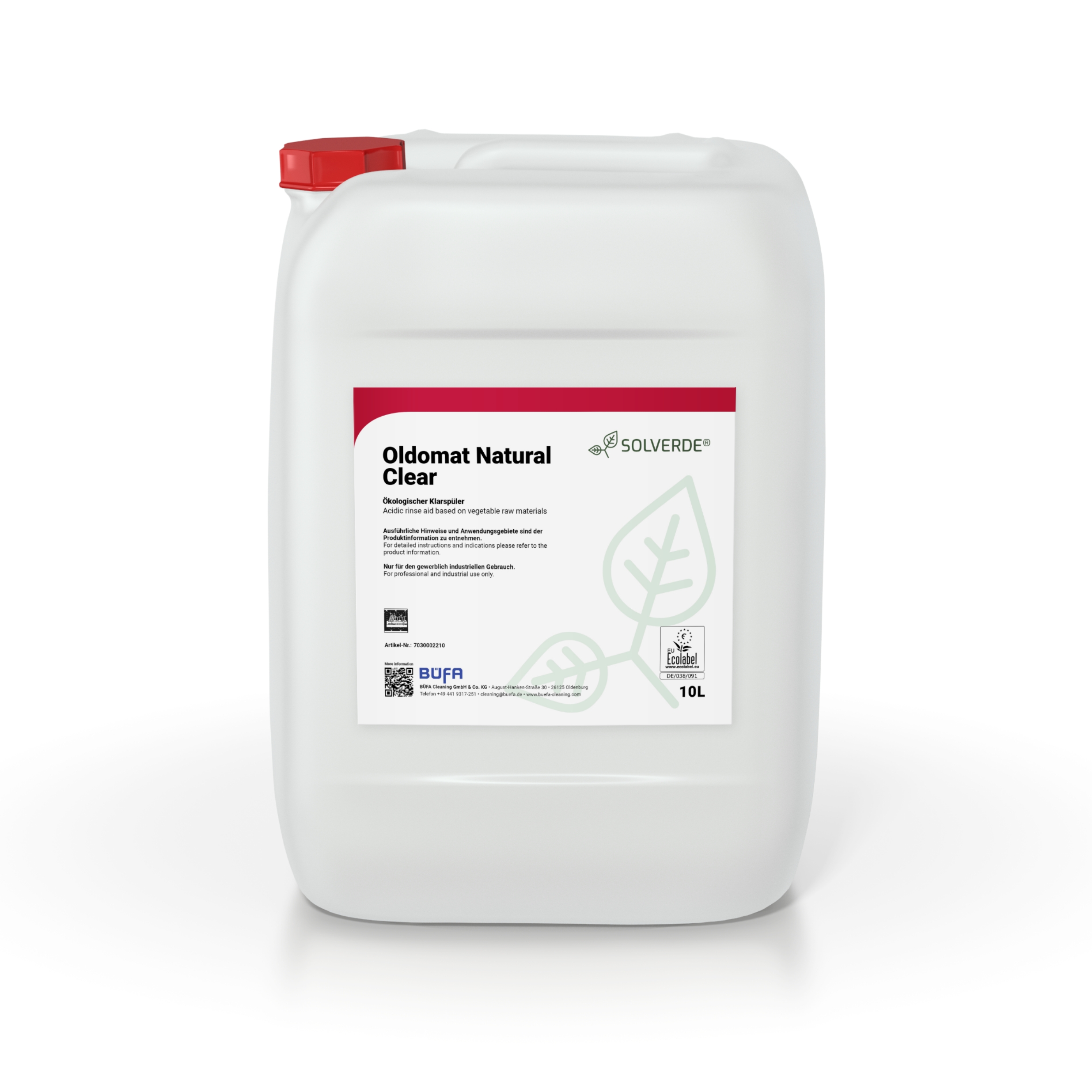 Oldomat Natural Clear: Saurer Klarspüler auf Basis pflanzlicher Rohstoffe 10 L - BÜFA