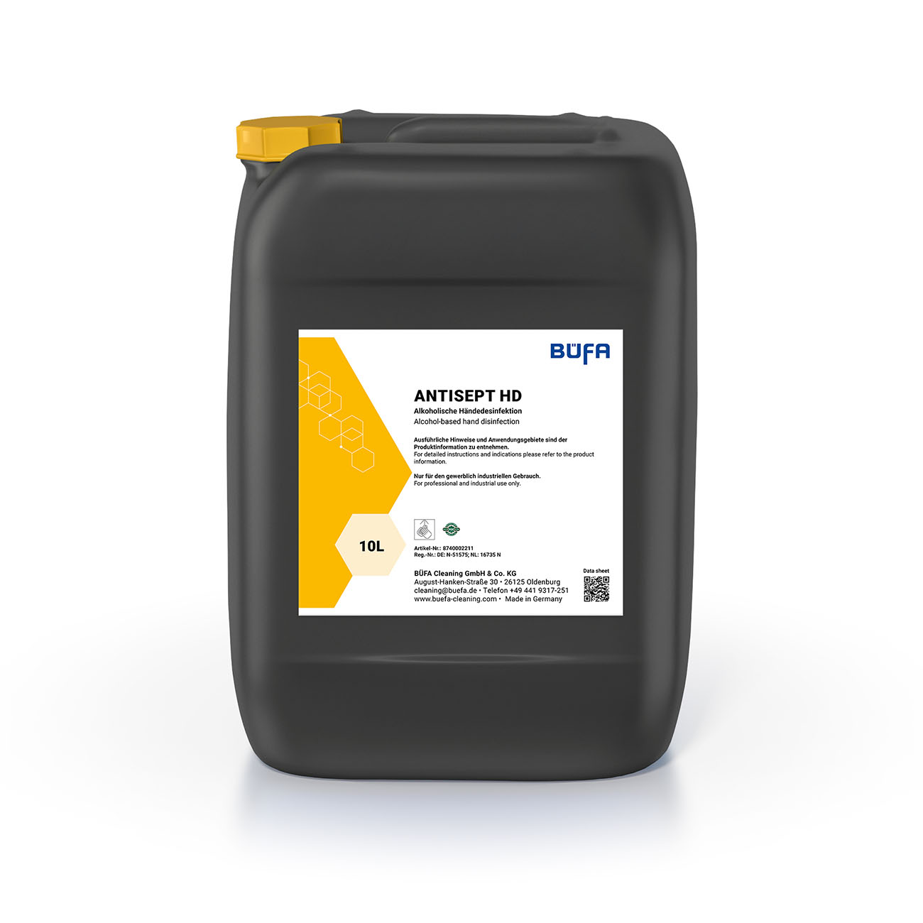 Gebinde_8740002211 Antisept HD: Alcohol-based hand disinfectant 10 L - BÜFA