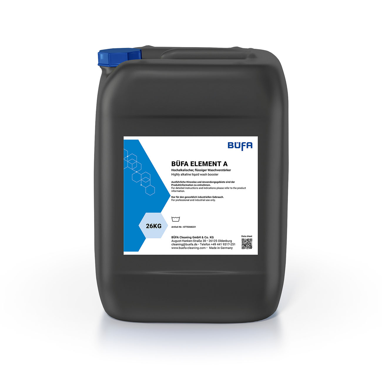 Gebinde_8770268221 BÜFA Element A: Highly alkaline, liquid wash booster for the BÜFA Elements System 26 KG - BÜFA